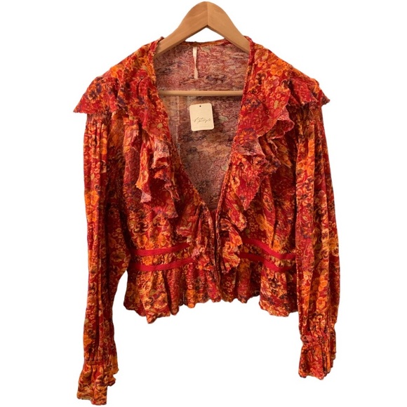 🆕Free People Ruffled Cropped Blouse - Picture 2 of 7